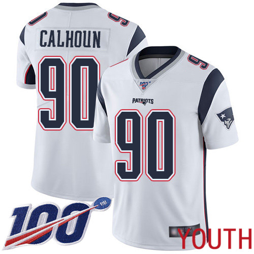New England Patriots Football 90 100th Season Limited White Youth Shilique Calhoun Road NFL Jersey